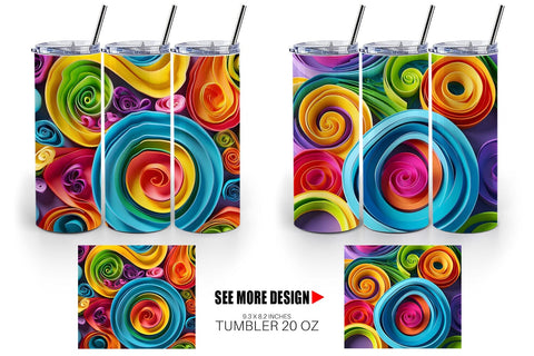 Tumbler Wrap Quilling Paper Colorful Sublimation artnoy 