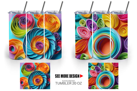 Tumbler Wrap Quilling Paper Colorful Sublimation artnoy 