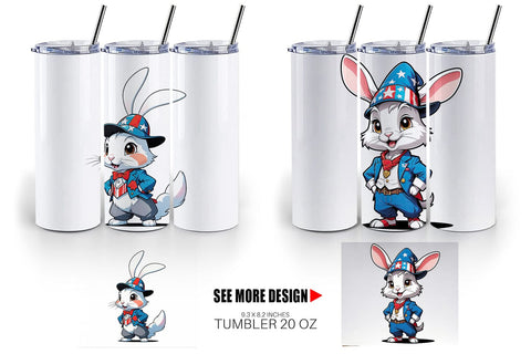 Tumbler Wrap Rabbit 4th of July Sublimation artnoy 