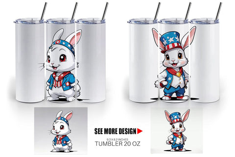 Tumbler Wrap Rabbit 4th of July Sublimation artnoy 