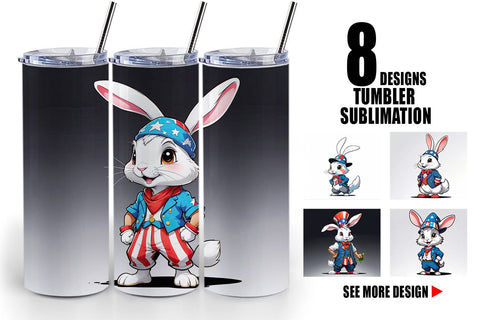 Tumbler Wrap Rabbit 4th of July Sublimation artnoy 