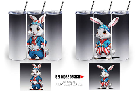 Tumbler Wrap Rabbit 4th of July Sublimation artnoy 