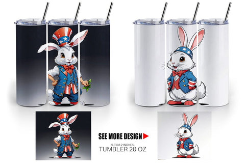 Tumbler Wrap Rabbit 4th of July Sublimation artnoy 