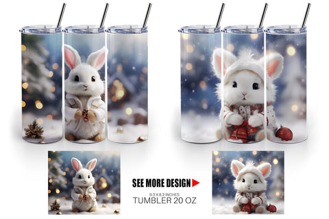 Tumbler Wrap Rabbit Christmas Sublimation artnoy 