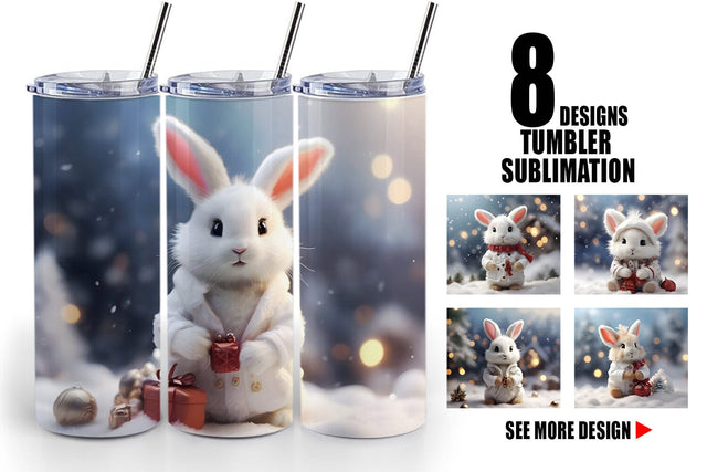 Tumbler Wrap Rabbit Christmas Sublimation artnoy 