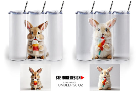 Tumbler Wrap Rabbit Eating Ice Cream Sublimation artnoy 