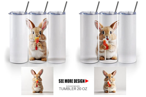 Tumbler Wrap Rabbit Eating Ice Cream Sublimation artnoy 