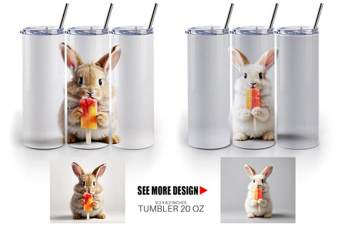 Tumbler Wrap Rabbit Eating Ice Cream Sublimation artnoy 
