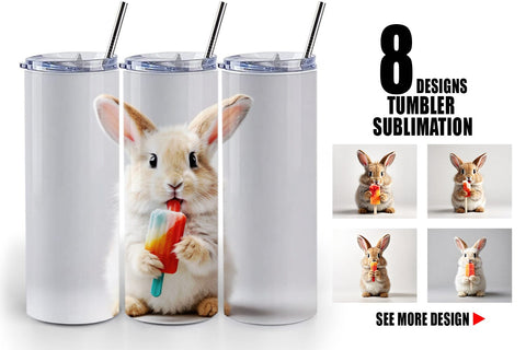 Tumbler Wrap Rabbit Eating Ice Cream Sublimation artnoy 