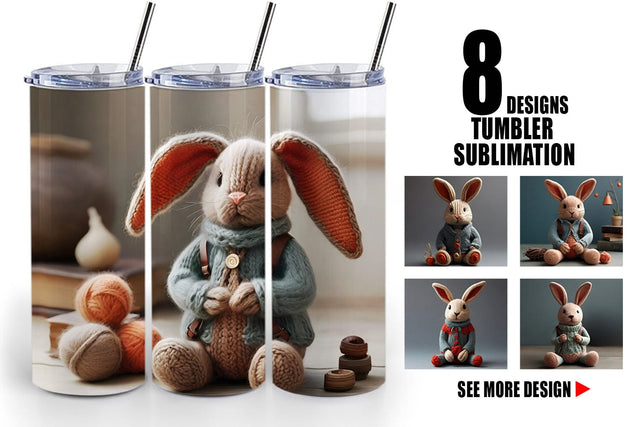 Tumbler Wrap Rabbit Embroidery Sublimation artnoy 