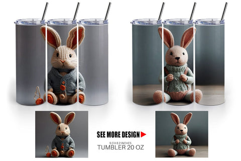 Tumbler Wrap Rabbit Embroidery Sublimation artnoy 