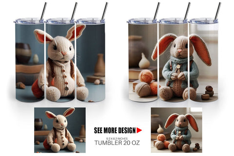 Tumbler Wrap Rabbit Embroidery Sublimation artnoy 