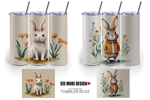Tumbler Wrap Rabbit illustration Sublimation artnoy 