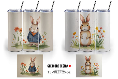 Tumbler Wrap Rabbit illustration Sublimation artnoy 