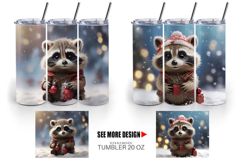 Tumbler Wrap Raccoon Christmas Sublimation artnoy 