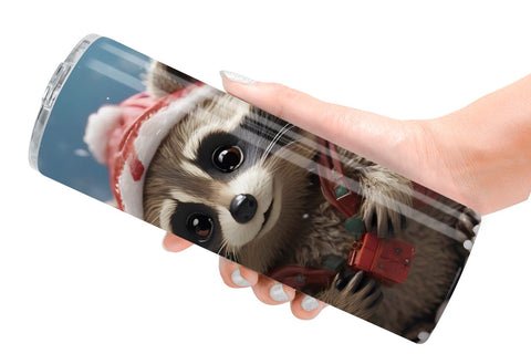 Tumbler Wrap Raccoon Christmas Sublimation artnoy 