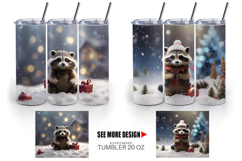 Tumbler Wrap Raccoon Christmas Sublimation artnoy 