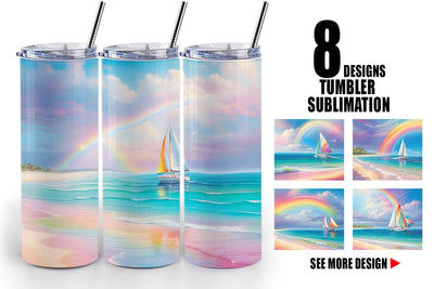 Tumbler Wrap Rainbow Beach Sublimation artnoy 