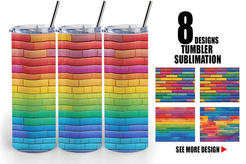 Tumbler Wrap Rainbow Brick Texture Sublimation artnoy 