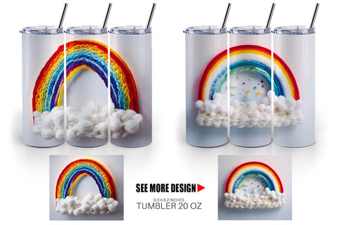 Tumbler Wrap Rainbow Embroidery Sublimation artnoy 