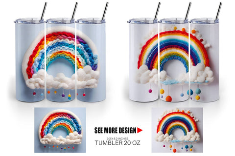 Tumbler Wrap Rainbow Embroidery Sublimation artnoy 