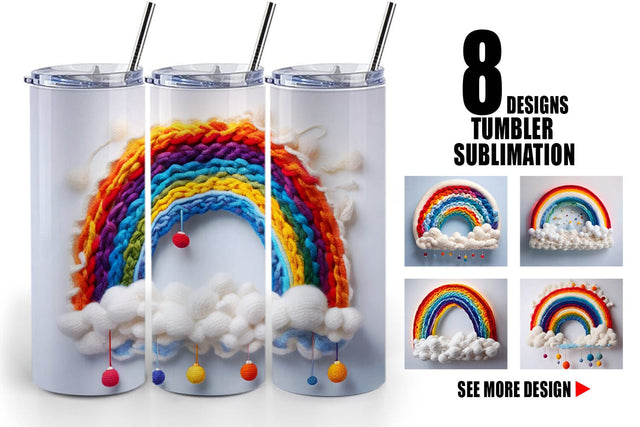 Tumbler Wrap Rainbow Embroidery Sublimation artnoy 