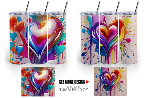 Tumbler Wrap Rainbow Hearts Sublimation artnoy 