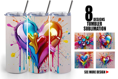 Tumbler Wrap Rainbow Hearts Sublimation artnoy 