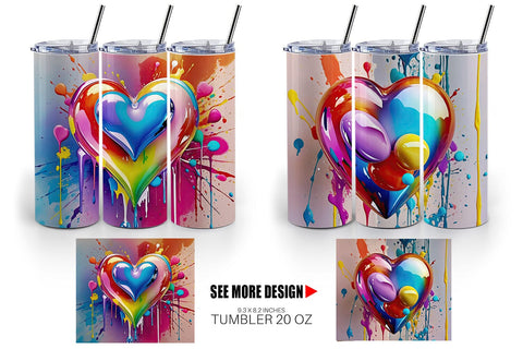 Tumbler Wrap Rainbow Hearts Sublimation artnoy 