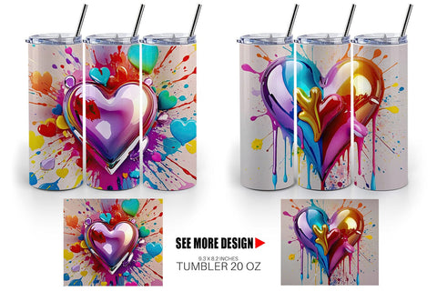 Tumbler Wrap Rainbow Hearts Sublimation artnoy 