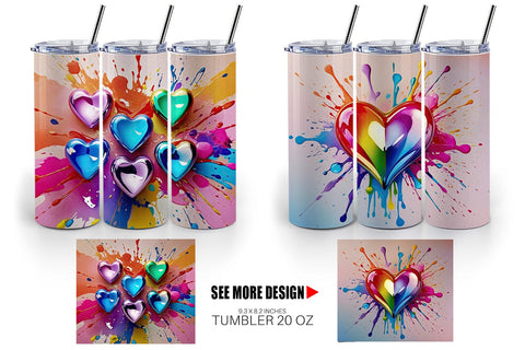 Tumbler Wrap Rainbow Hearts Sublimation artnoy 