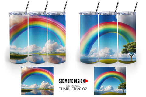 Tumbler Wrap Rainbow in Sky Sublimation artnoy 