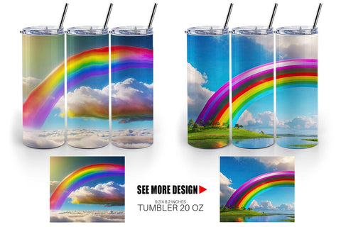 Tumbler Wrap Rainbow in Sky Sublimation artnoy 