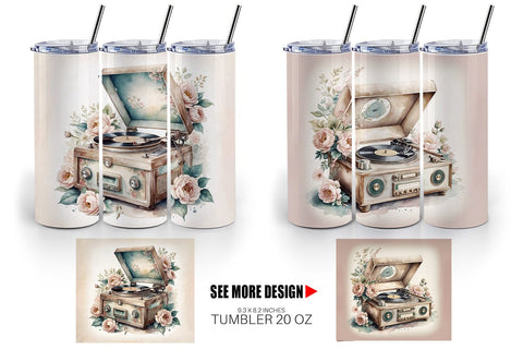 Tumbler Wrap Record Player Sublimation artnoy 
