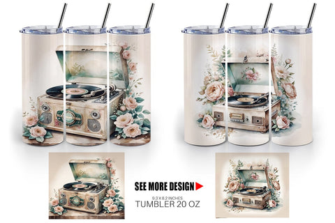 Tumbler Wrap Record Player Sublimation artnoy 