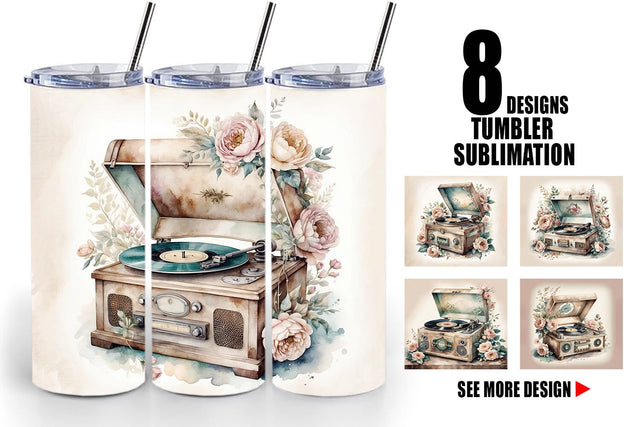 Tumbler Wrap Record Player Sublimation artnoy 