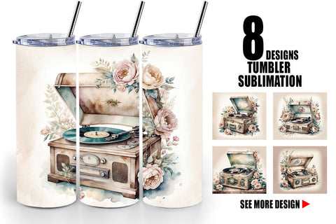 Tumbler Wrap Record Player Sublimation artnoy 