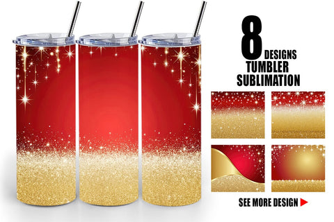 Tumbler Wrap Red and Gold Glitter Sublimation artnoy 