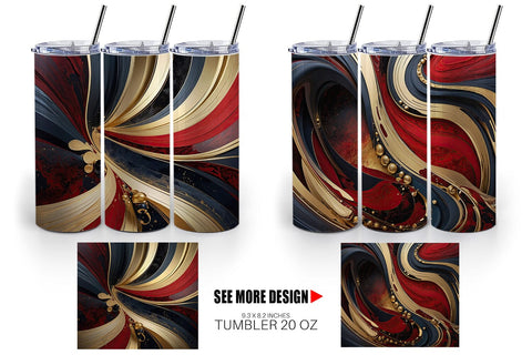 Tumbler Wrap Red and Gold Swirl Sublimation artnoy 