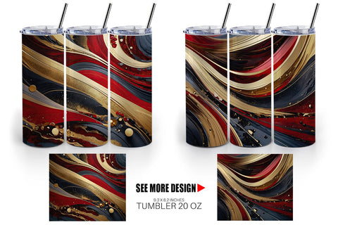 Tumbler Wrap Red and Gold Swirl Sublimation artnoy 