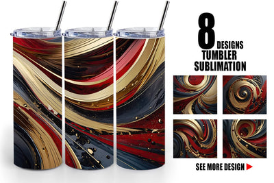 Tumbler Wrap Red and Gold Swirl Sublimation artnoy 