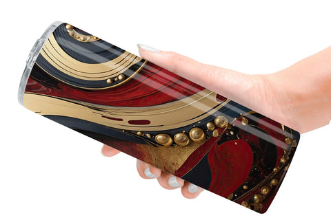 Tumbler Wrap Red and Gold Swirl Sublimation artnoy 