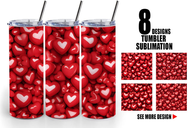 Tumbler Wrap Red Heart Background Sublimation artnoy 