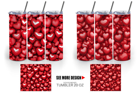 Tumbler Wrap Red Heart Background Sublimation artnoy 