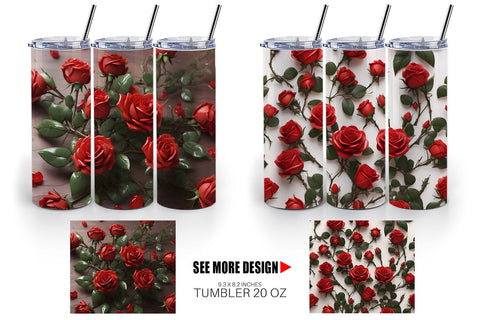 Tumbler Wrap Red Roses Valentine Sublimation artnoy 