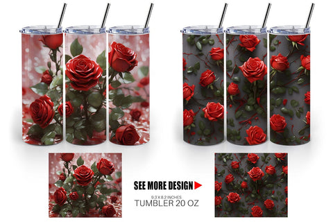 Tumbler Wrap Red Roses Valentine Sublimation artnoy 