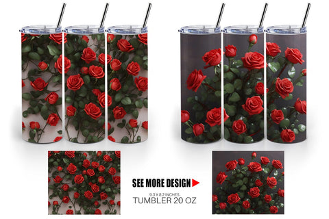 Tumbler Wrap Red Roses Valentine Sublimation artnoy 