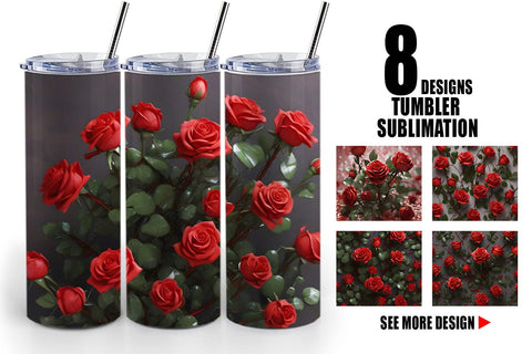 Tumbler Wrap Red Roses Valentine Sublimation artnoy 