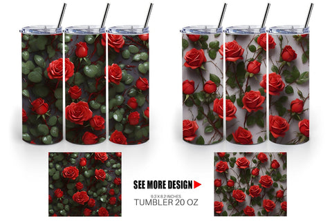 Tumbler Wrap Red Roses Valentine Sublimation artnoy 