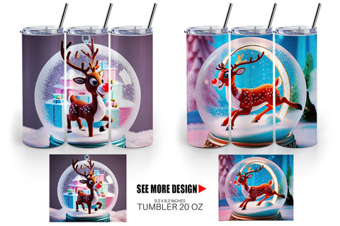 Tumbler Wrap Reindeer Glass Ball Sublimation artnoy 